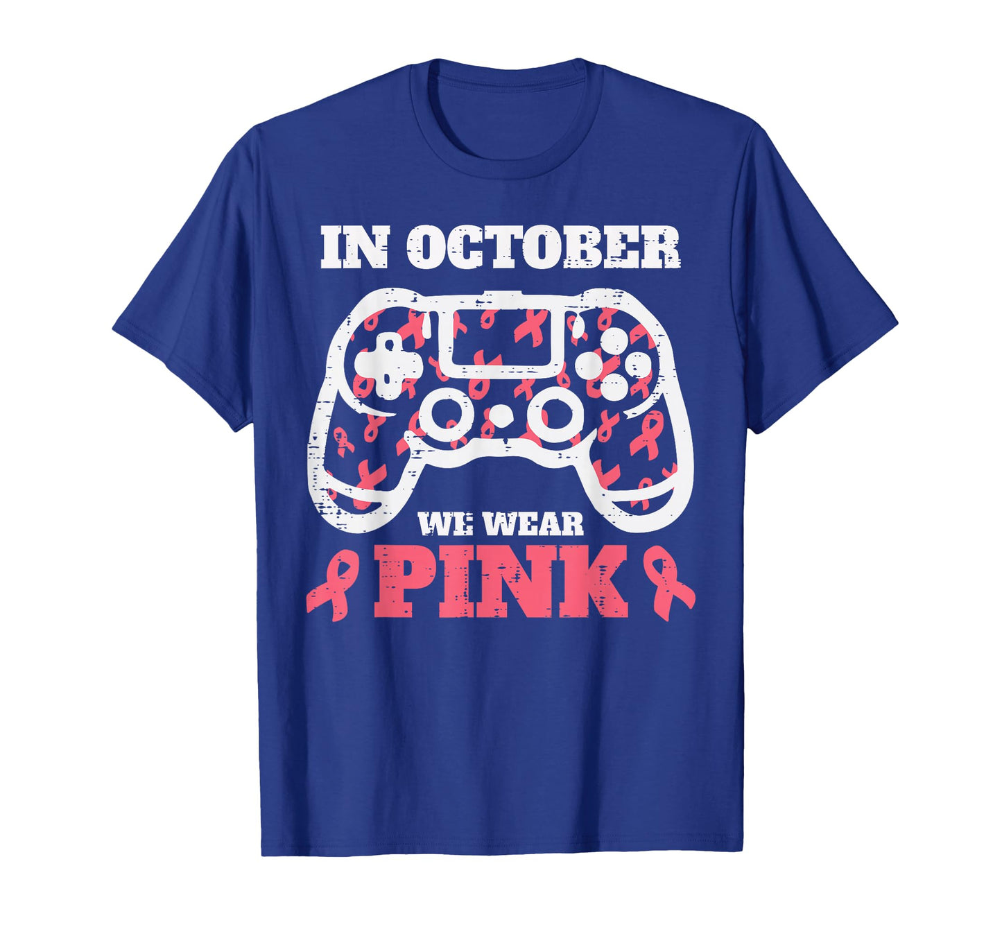 Breast Cancer Gamer October Wear Pink Awareness Boys Kids T-Shirt