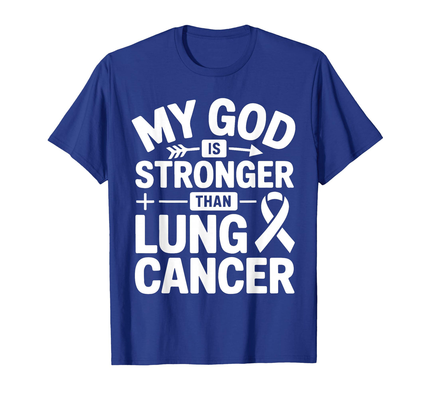 Lung Cancer Support God's Strength White Ribbon Awareness T-Shirt