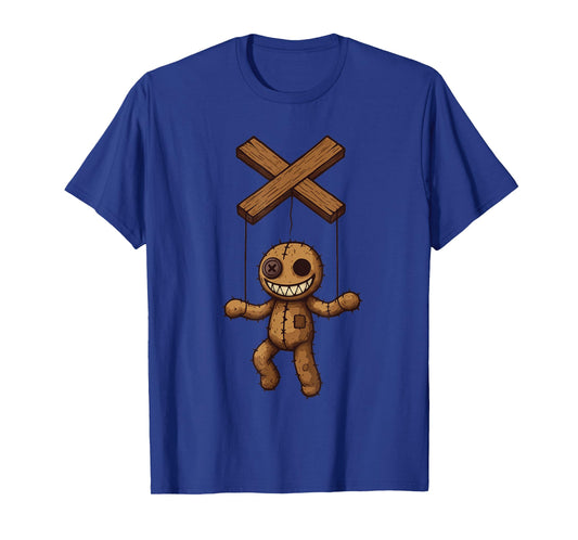 Grimstring – Spooky Playful Puppet Marionette Cartoon T-Shirt