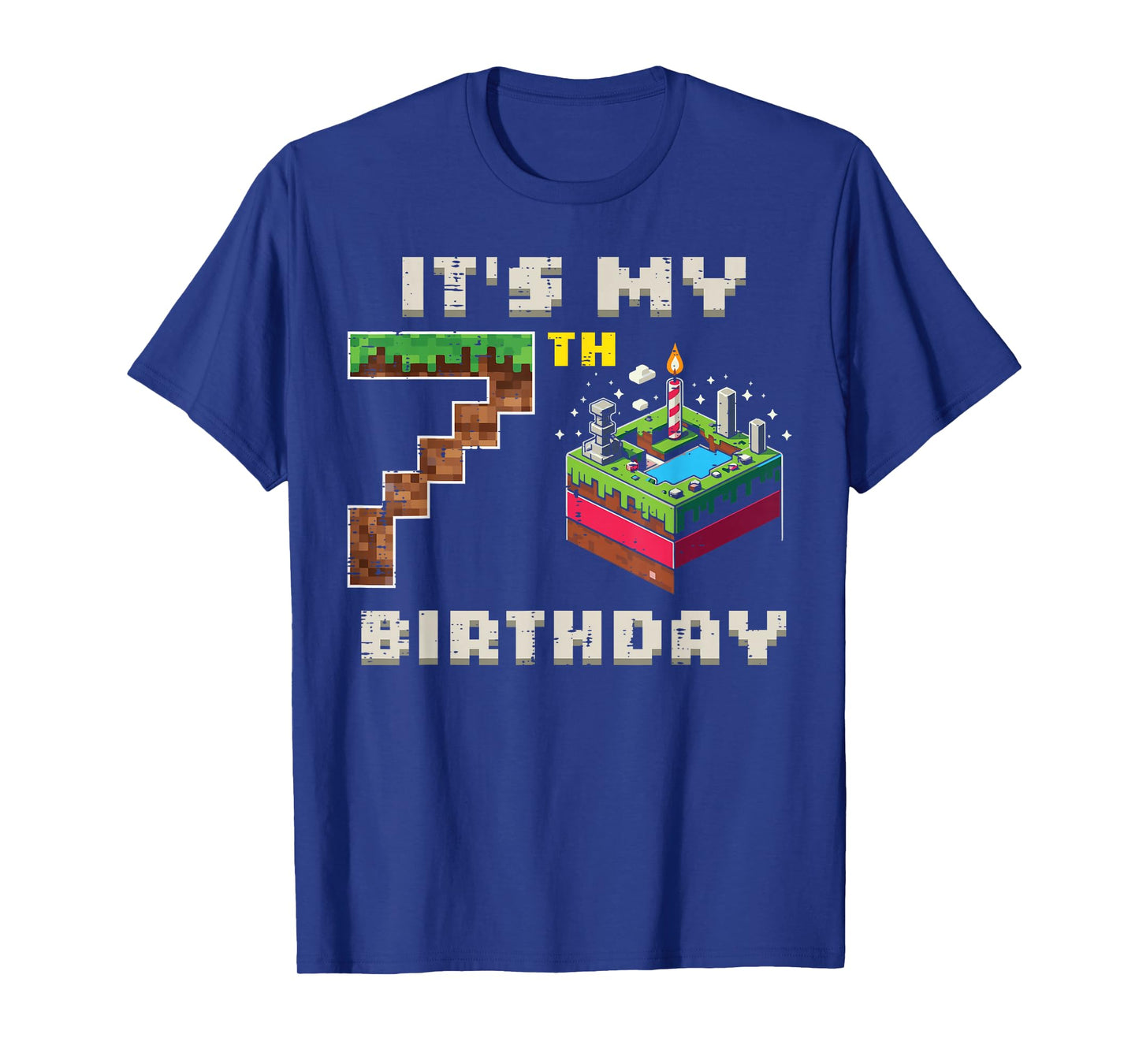 My 7th Birthday Pixel Game 7 Cake Video Gamer Boys Kid Youth T-Shirt