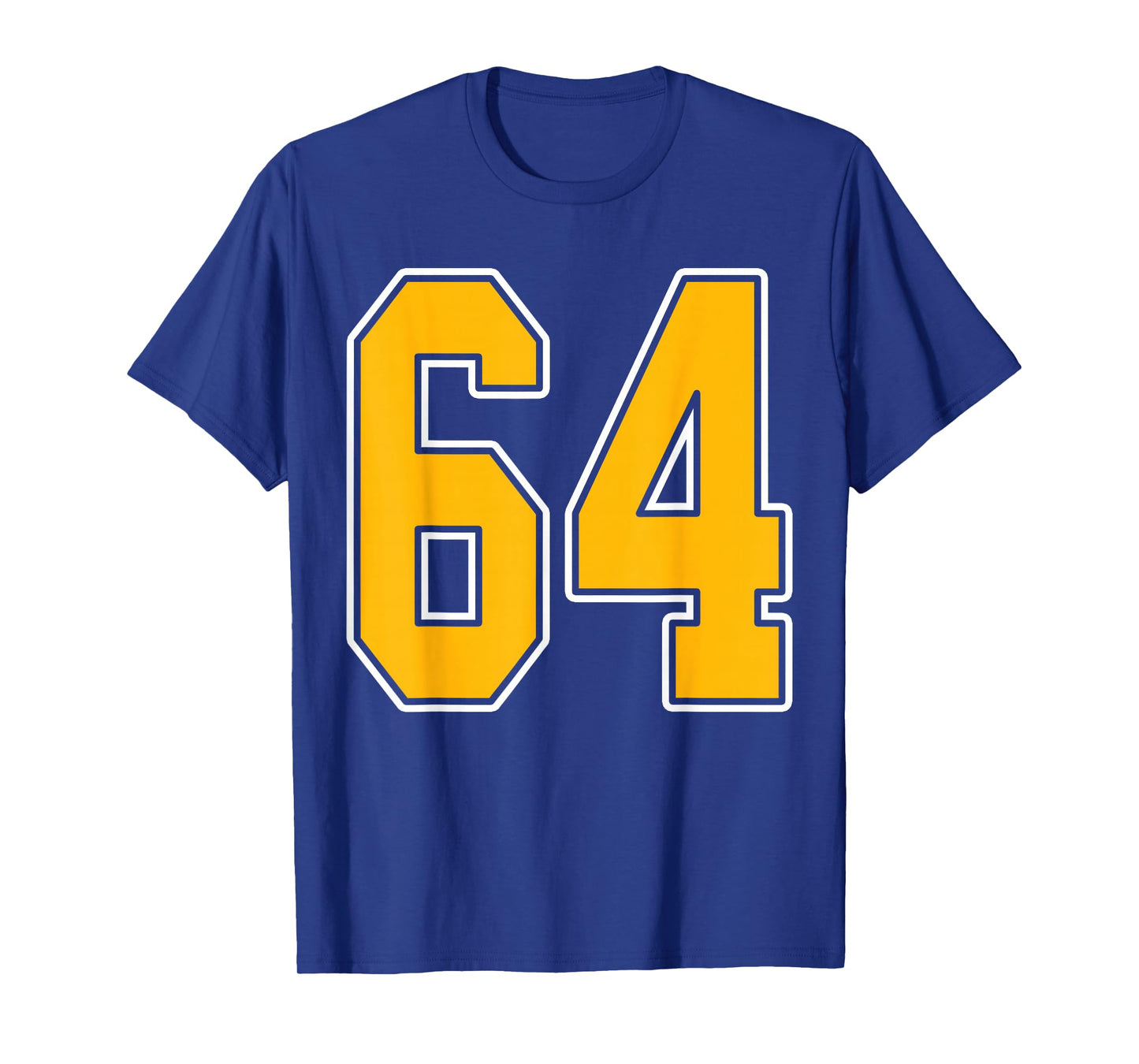 Gold and White Sports Number 64 Jersey Uniform Player T-Shirt