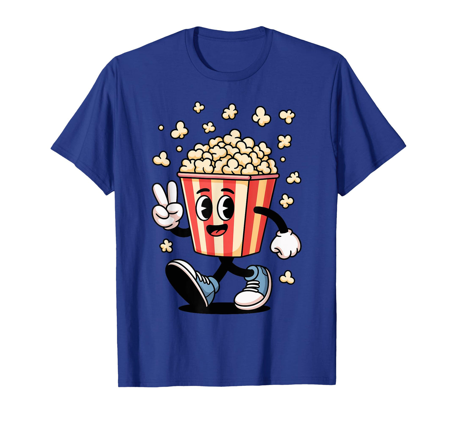 Funny Cartoon Popcorn Bucket Snack Movie Lover Design T-Shirt