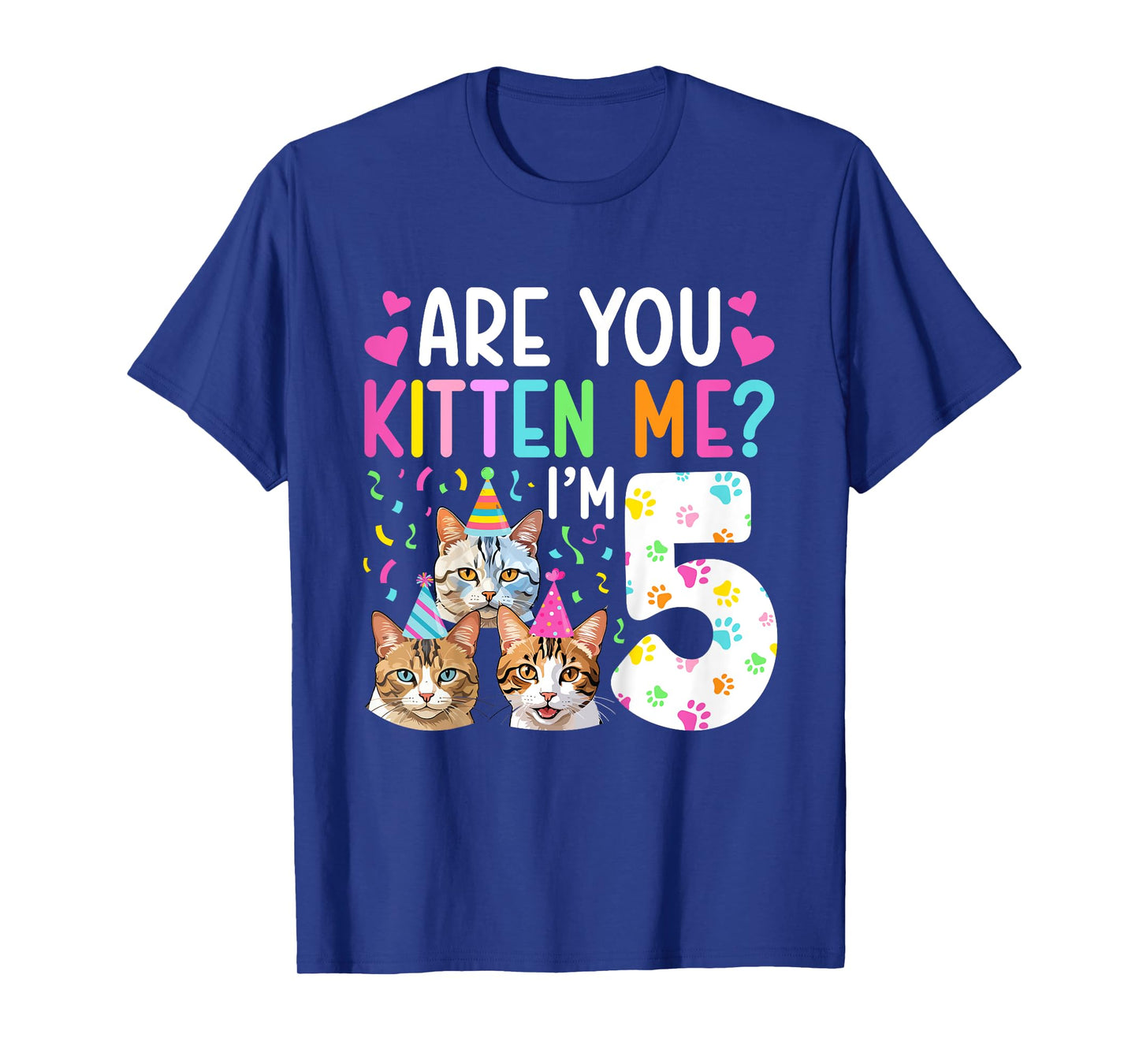 5th Cat Birthday Party 5 Year Old Girl Kitten Birthday T-Shirt