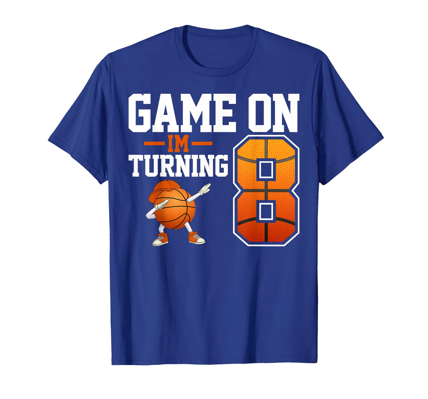 Kids 8th Birthday Dabbing Basketball Game On I'm Turning 8 T-Shirt