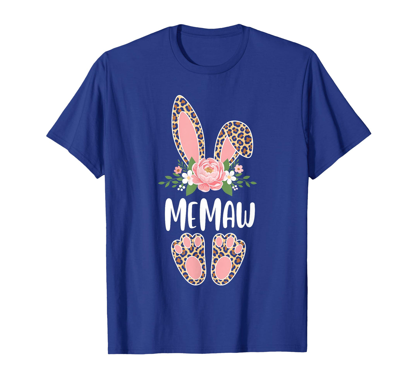 Floral Leopard Memaw Bunny Happy Easter Spring T-Shirt