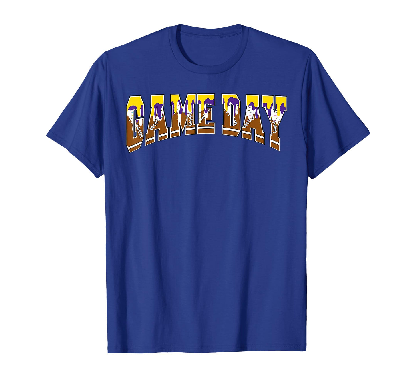 Football Drip Game Day Football Mom Go Cheer Purple & Gold T-Shirt