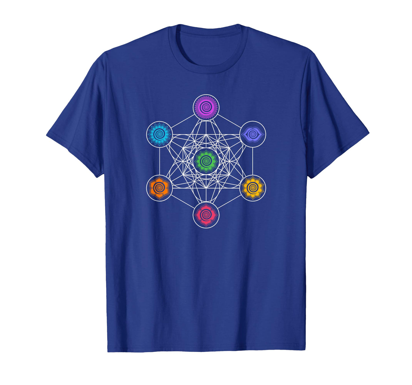 Sacred Geometry Yoga Metatrons Cube Rainbow Chakras T-shirt T-Shirt