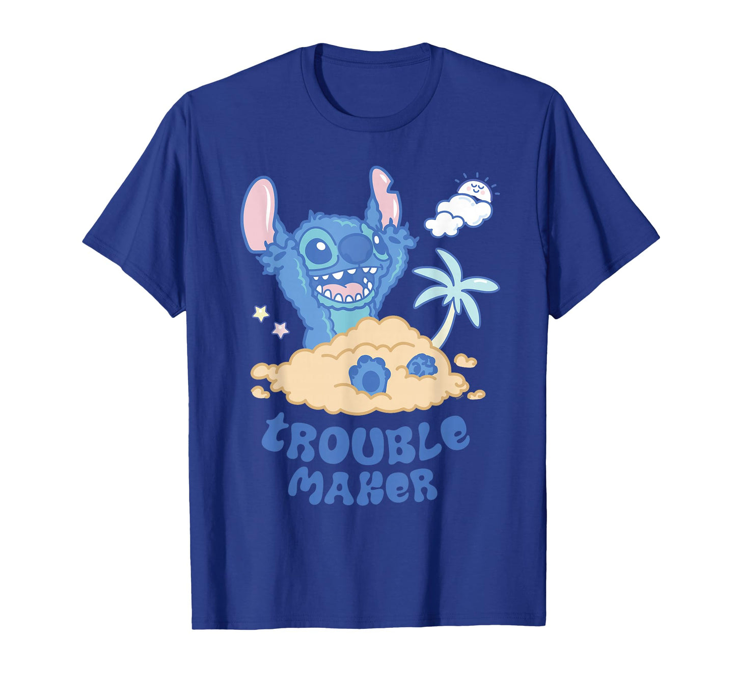 Disney Stitch Fluffy Summer Beach Sand Pile "Trouble Maker" T-Shirt