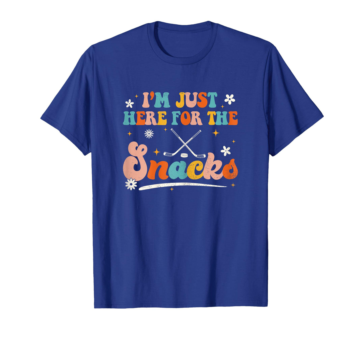 Funny Just Here For The Snacks Hockey Groovy Women Kids T-Shirt