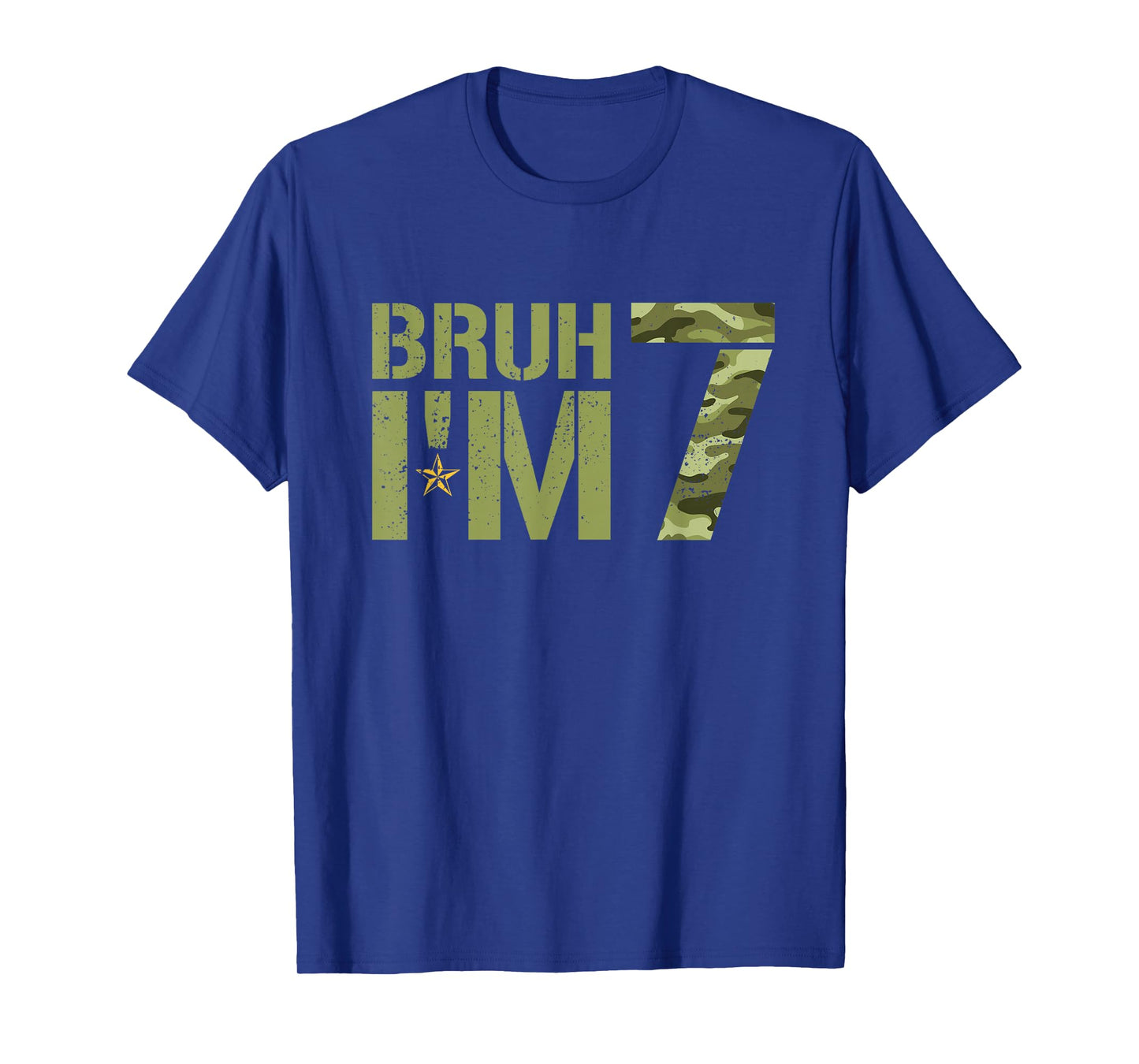 Bruh It's My 7th Birthday I'm 7 Birthday Retro Camo T-Shirt