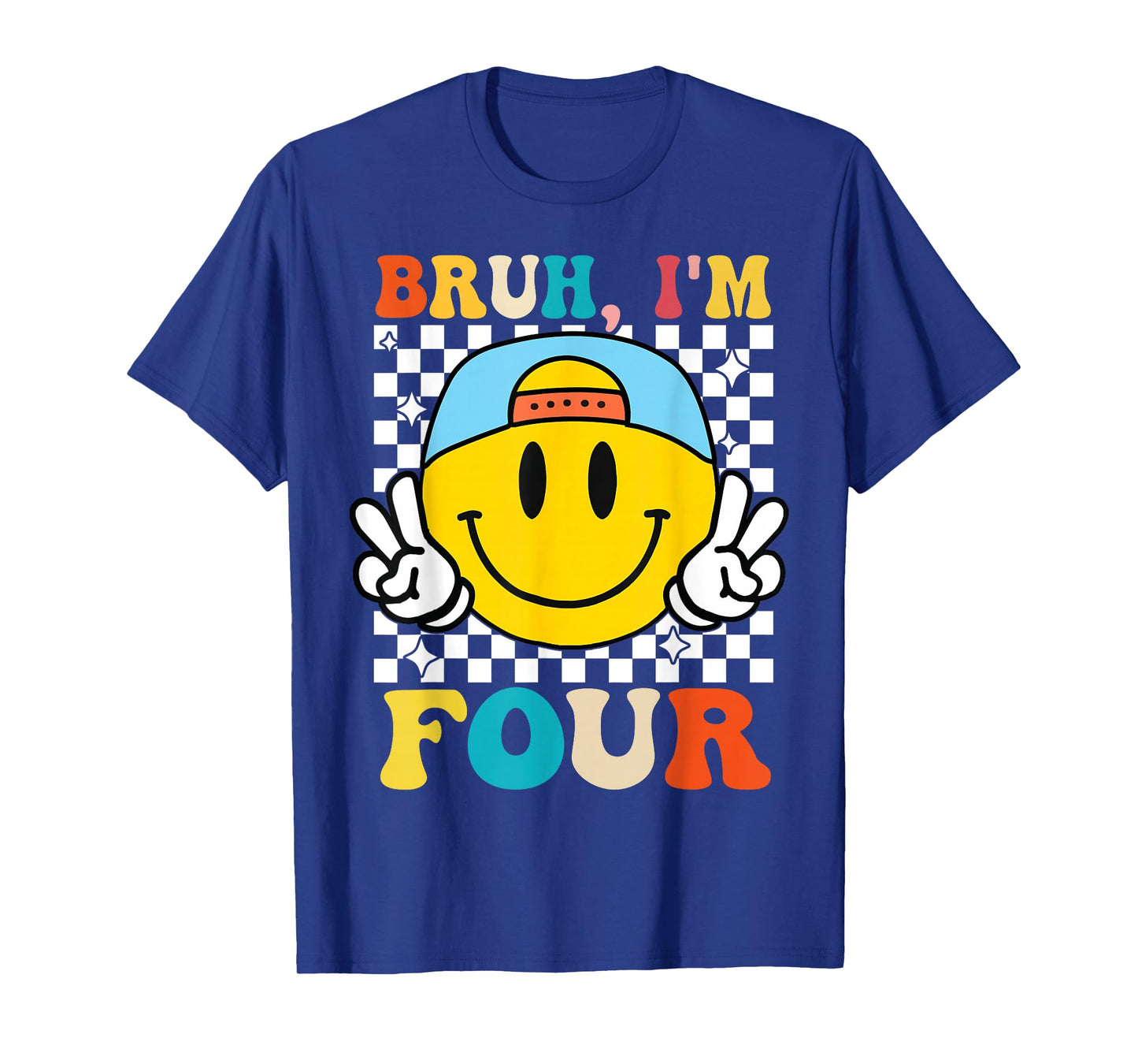 Bruh I'm Four 4 4th Birthday Groovy Boys Girls 4 Years Old T-Shirt