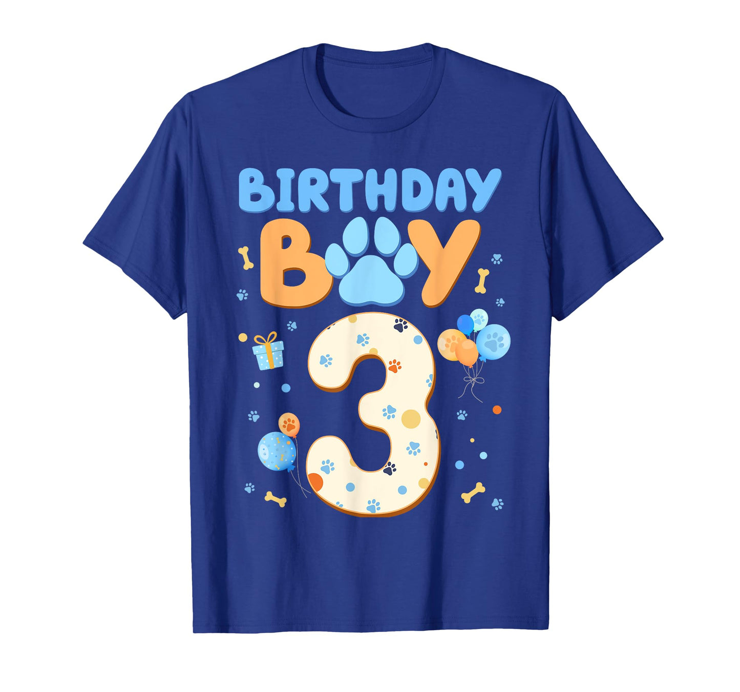 3nd Birthday Boy Blue Dog Theme Party two Cool 3 Year Old T-Shirt