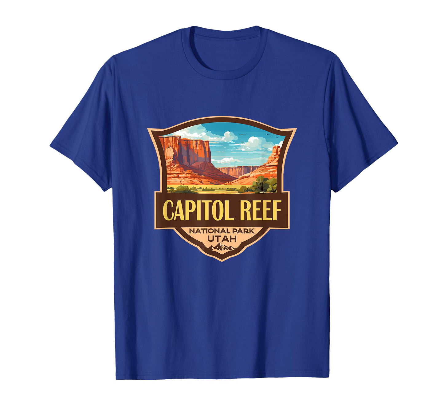 Capitol Reef National Park Illustration Retro Badge T-Shirt
