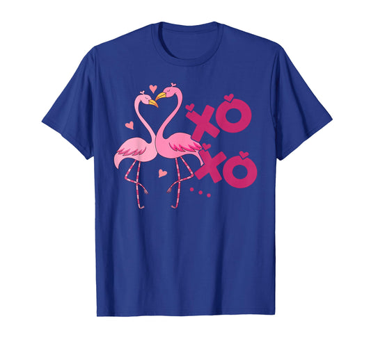 XOXO Flamingo Heart Valentines Day Men Women Kids Bird Pink T-Shirt