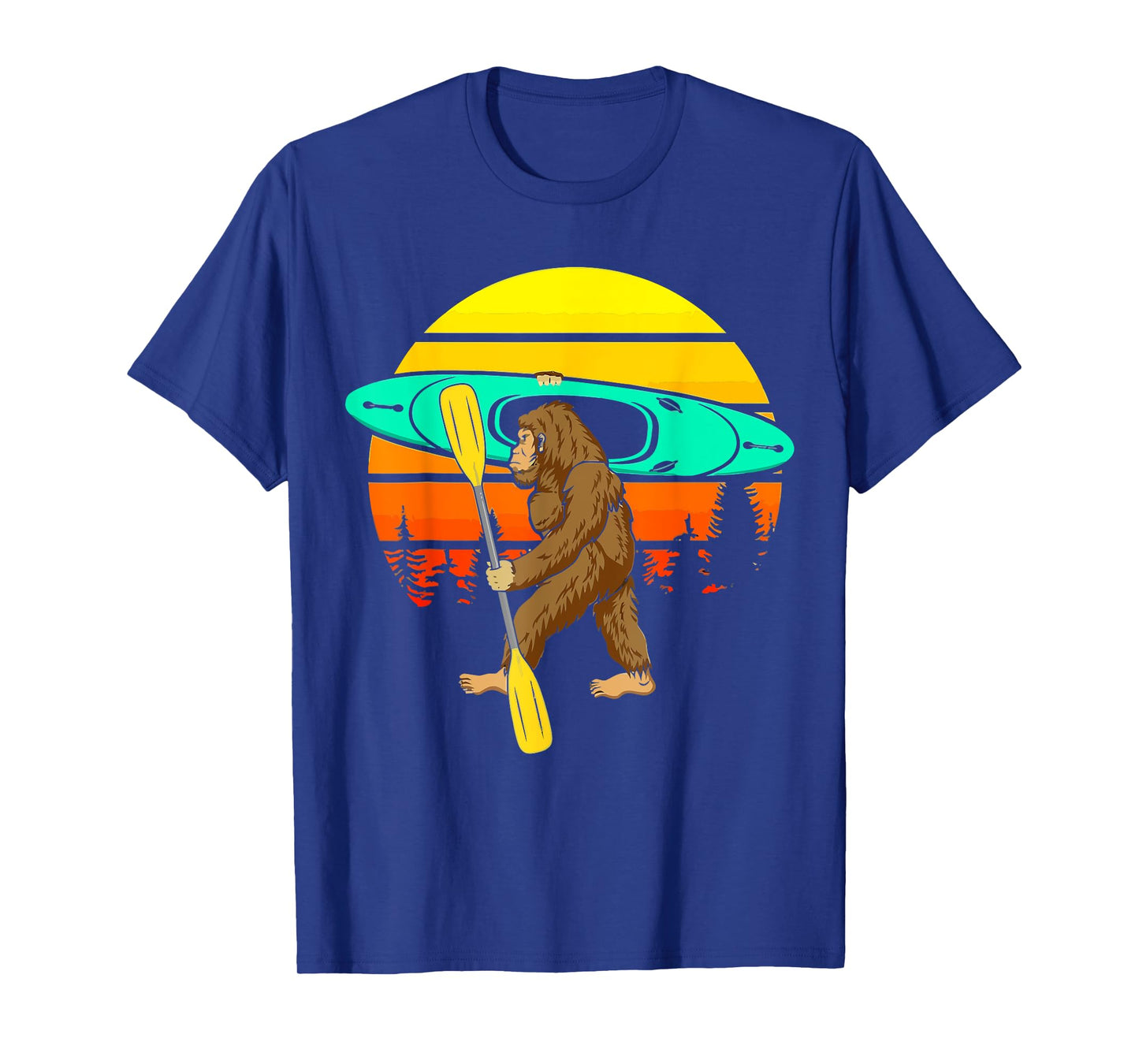 Vintage Sasquatch Bigfoot Go Kayak Funny Kayaking Lover T-Shirt