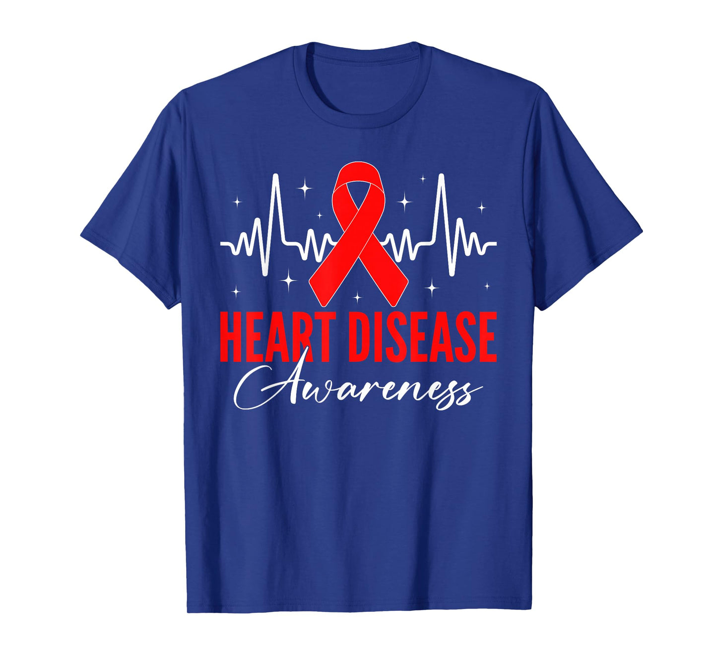 Heart Disease Awareness Day Warriors Red Ribbon Heartbeat T-Shirt