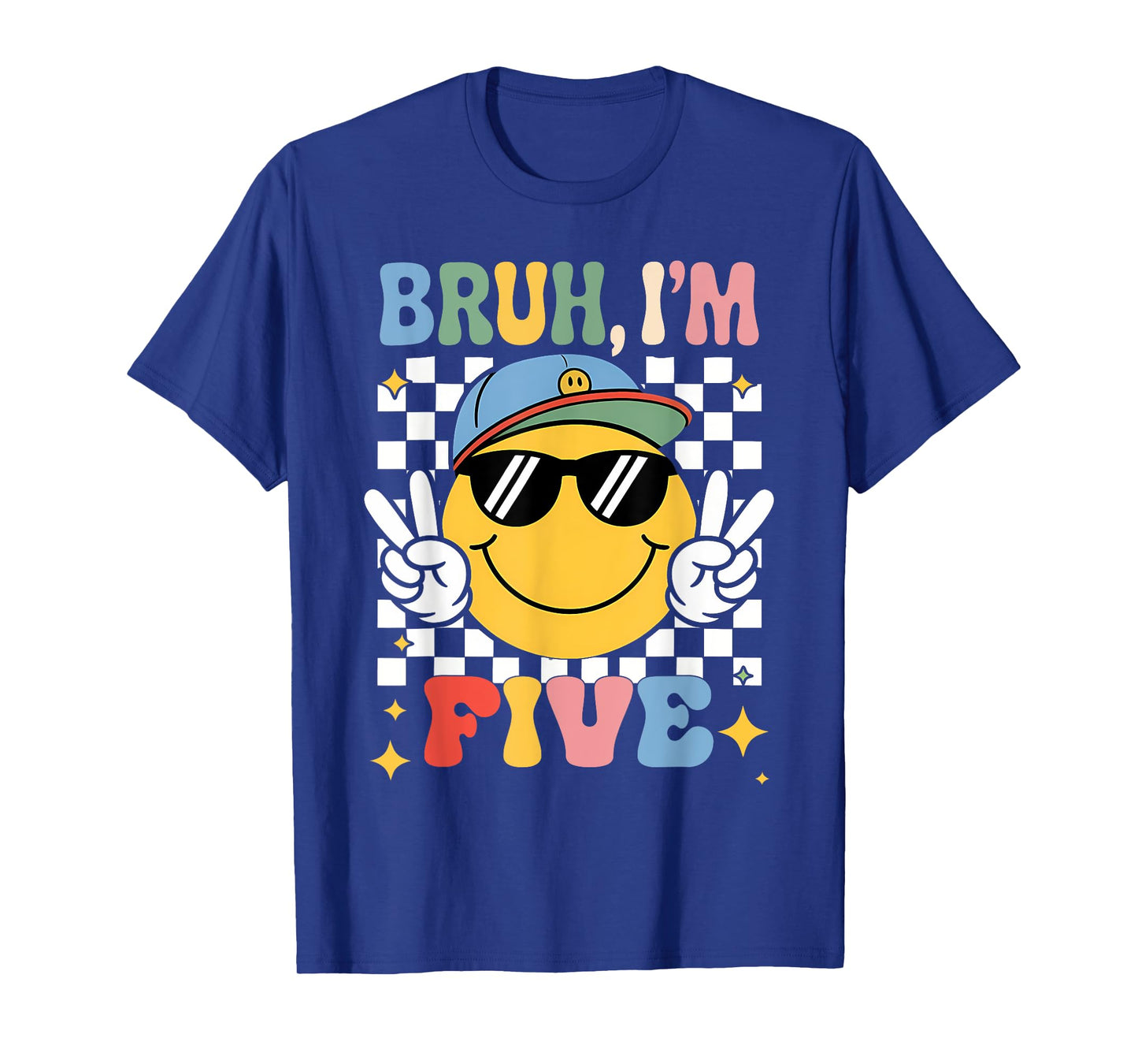 Bruh I'm Five 5 5th Birthday Groovy Boys Girls 5 Years Old T-Shirt