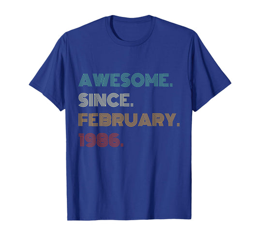 40 Years Old Awesome Since February 1986 40th Birthday T-Shirt