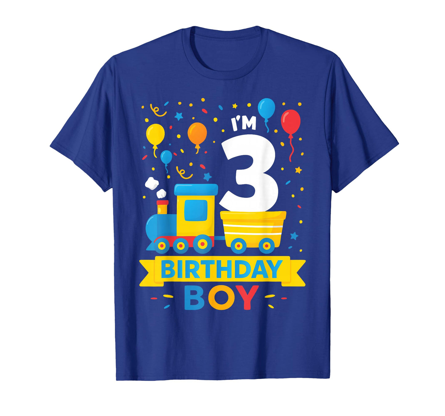 Three 3yr 3rd Kids Boys Girls Train Birthday Boy 3 Years Old T-Shirt