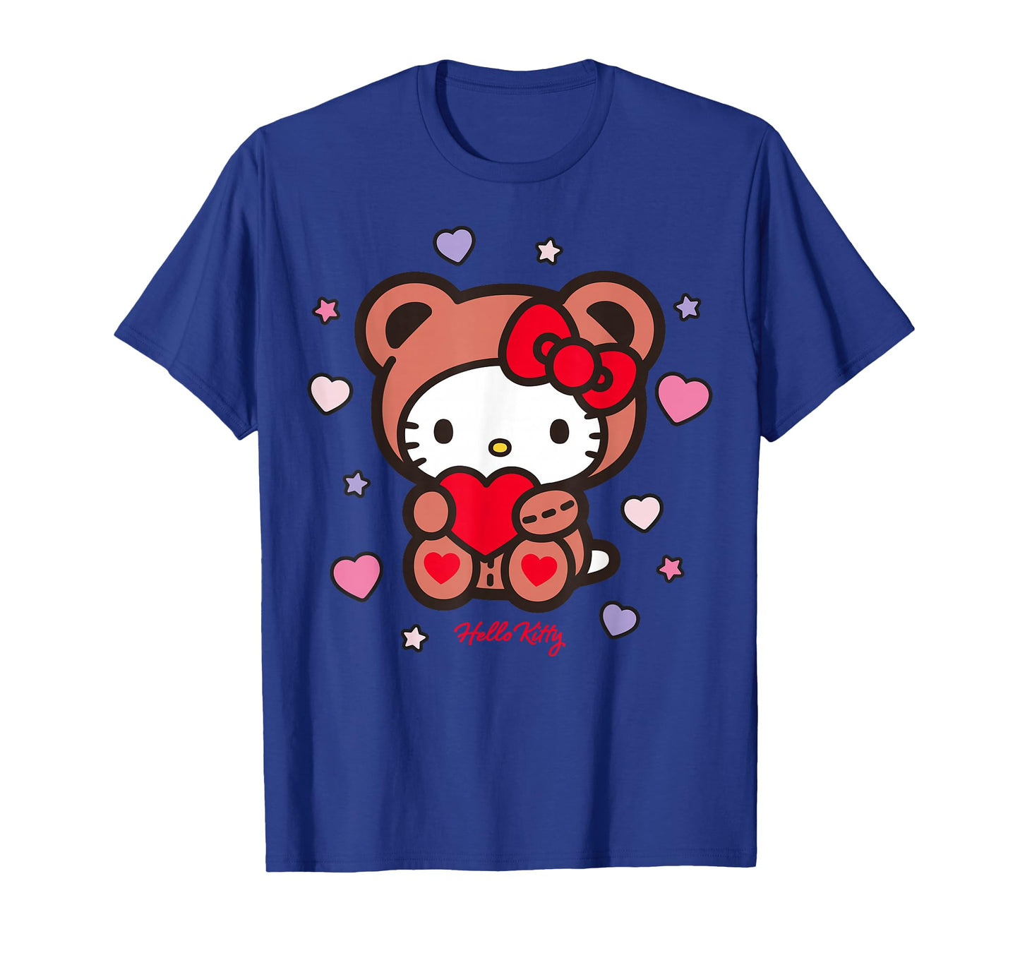 Hello Kitty Valentines Day Bear Costume Surrounded by Hearts T-Shirt