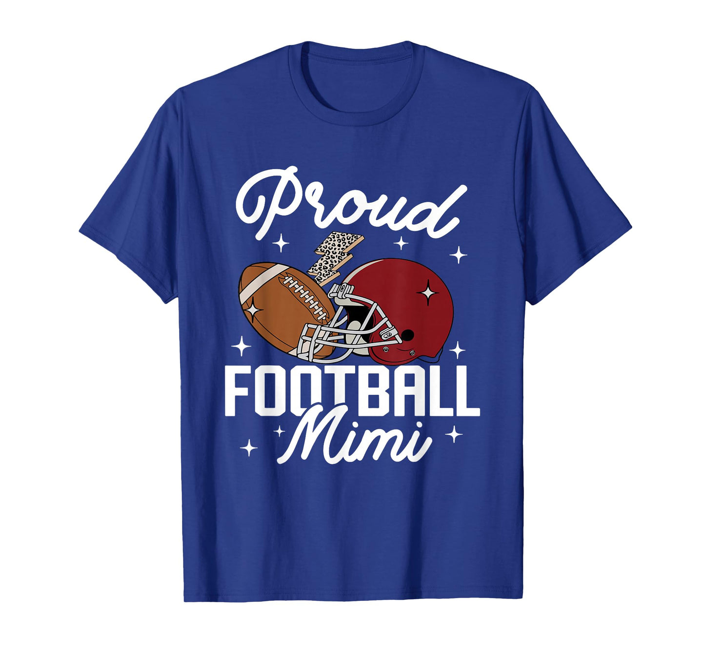 Proud Football Mimi Grandma Leopard American Football Family T-Shirt