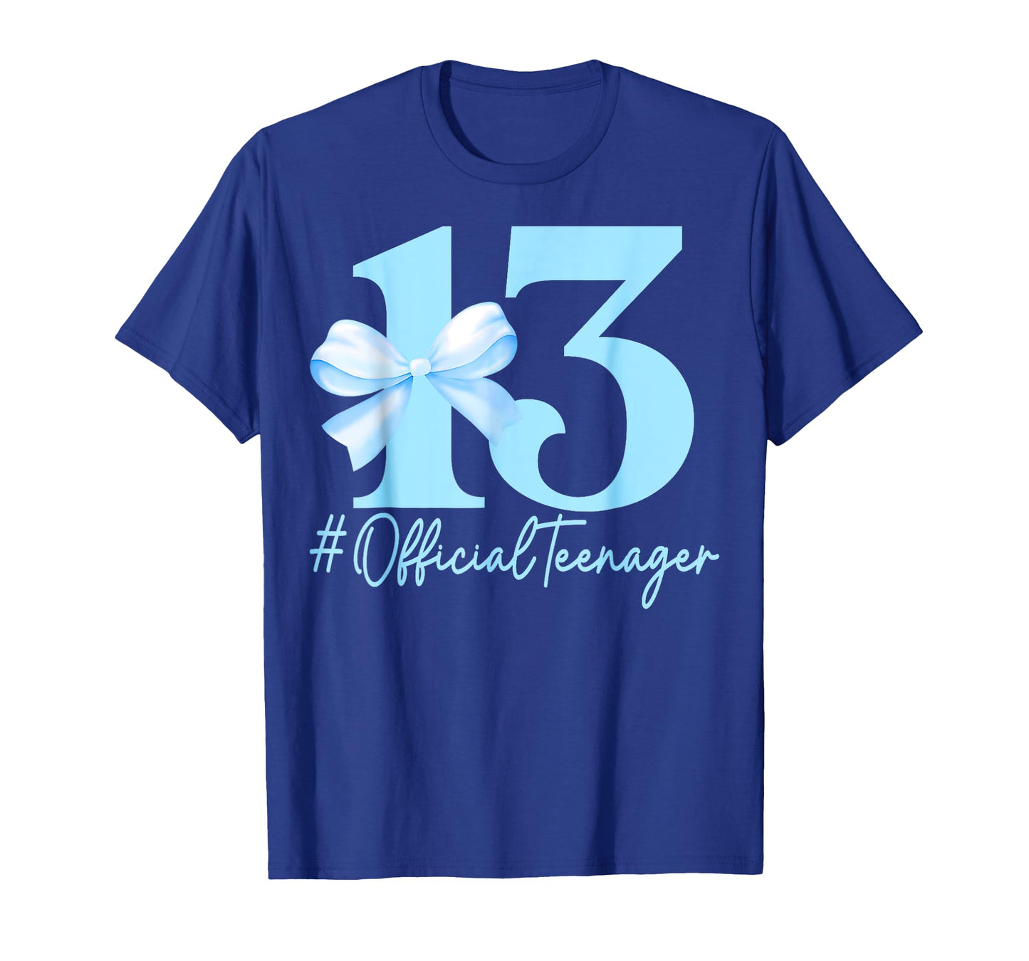 13th Birthday Girl Blue Coquette Bow Official Teenager Girls T-Shirt