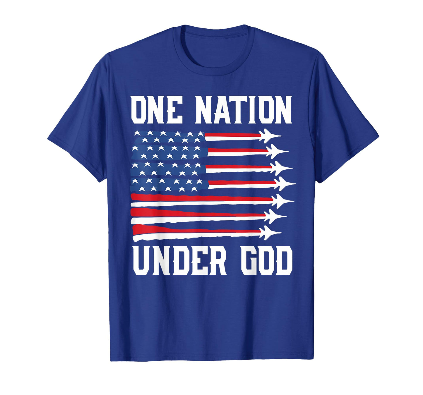 Boy 4th July One Nation Under God USA Fighter Jet Patriotic T-Shirt