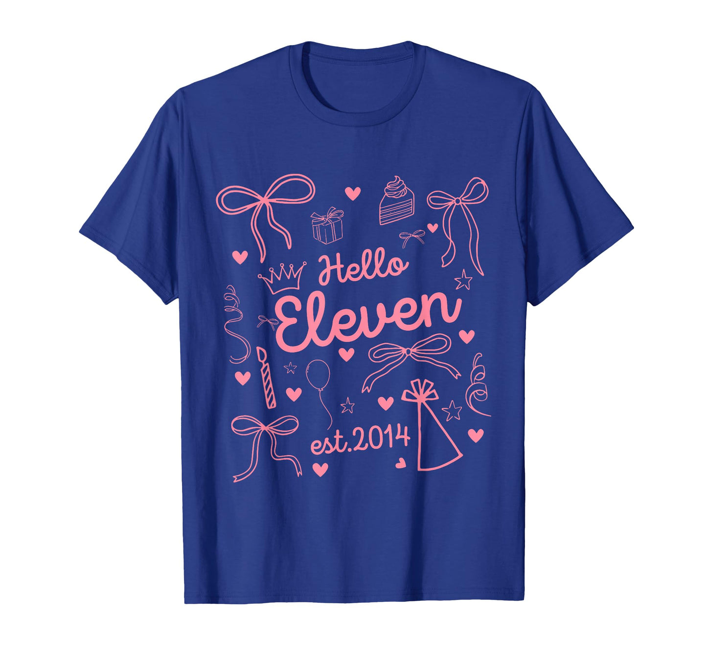 Hello Eleven Est 2014 Coquette Bow 11th Birthday Girl T-Shirt