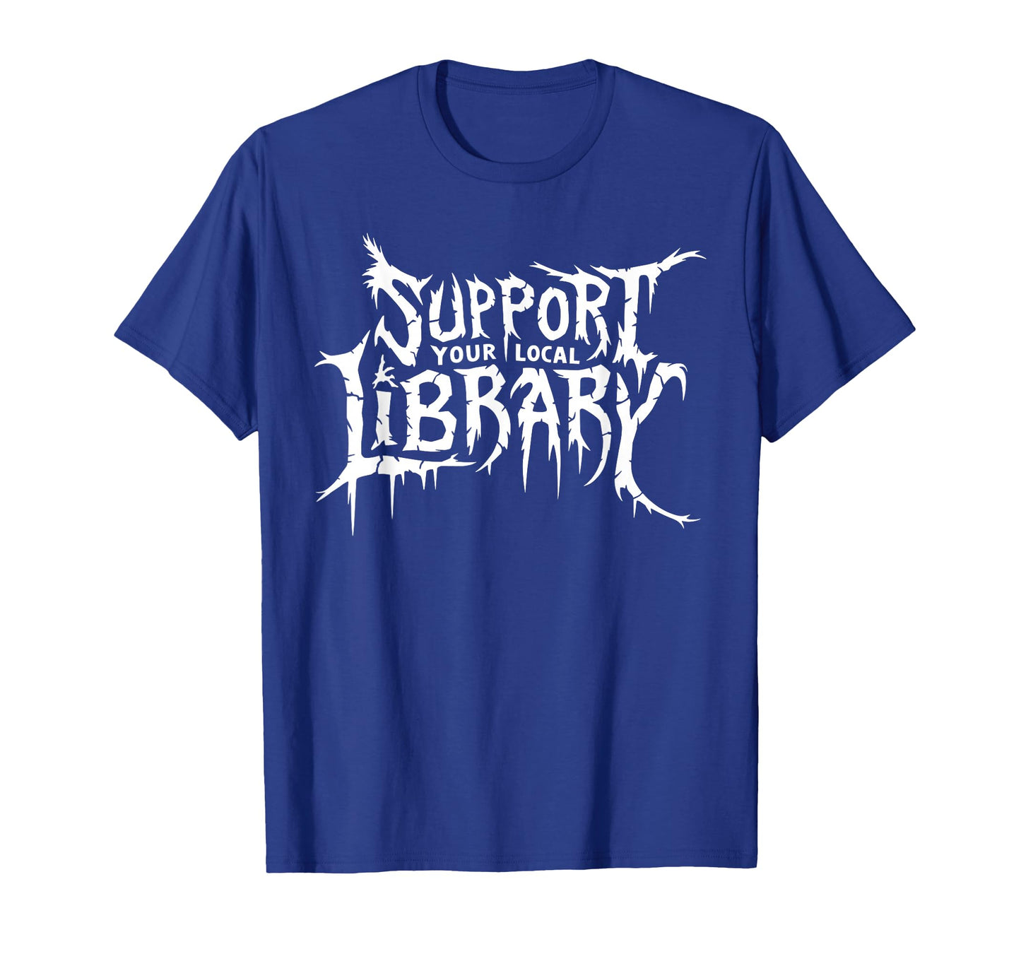 Support Your Local Library Metal Style Horror Bookworm T-Shirt