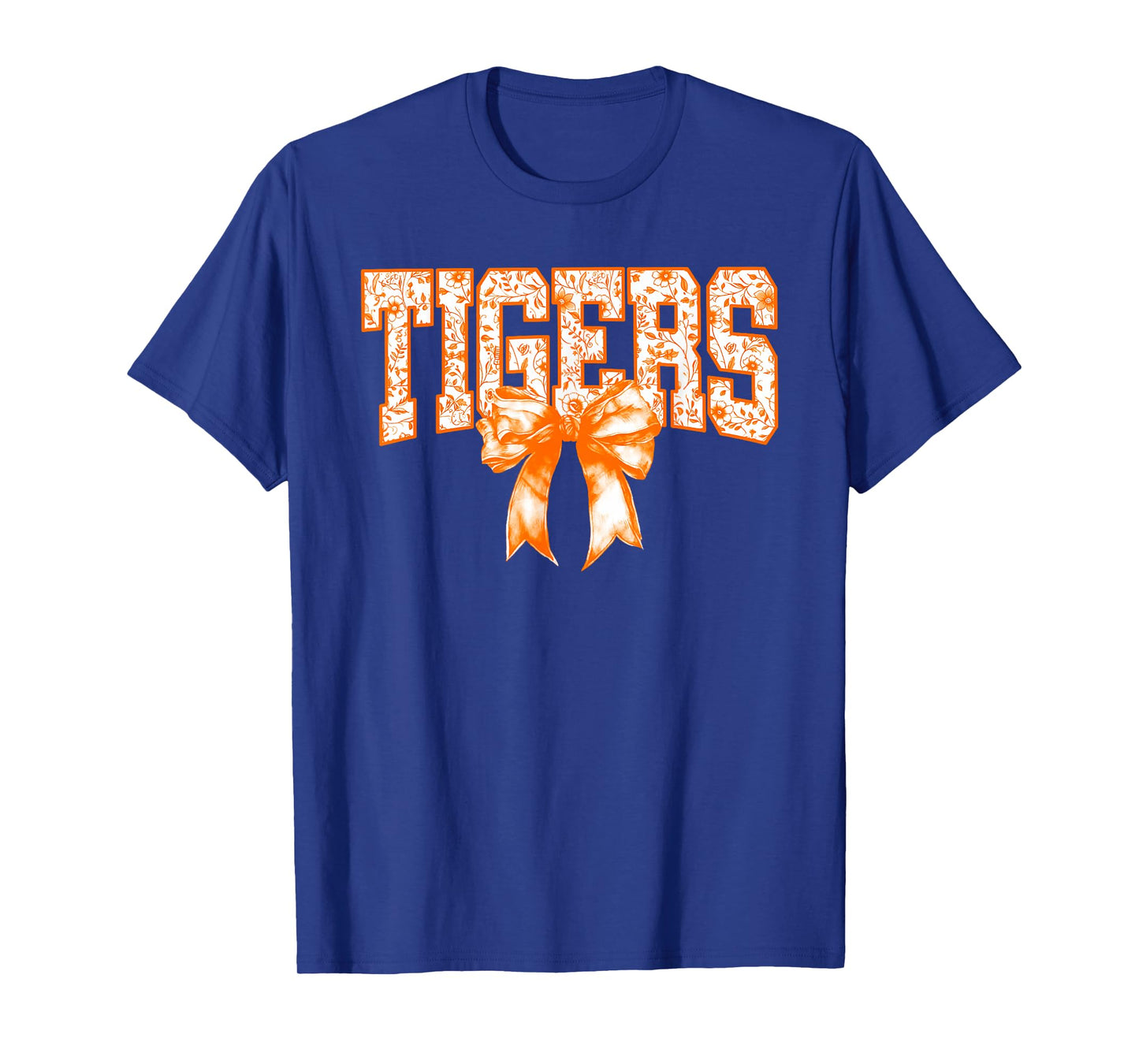 Floral Coquette Bow Tigers School Sports Team Spirit T-Shirt