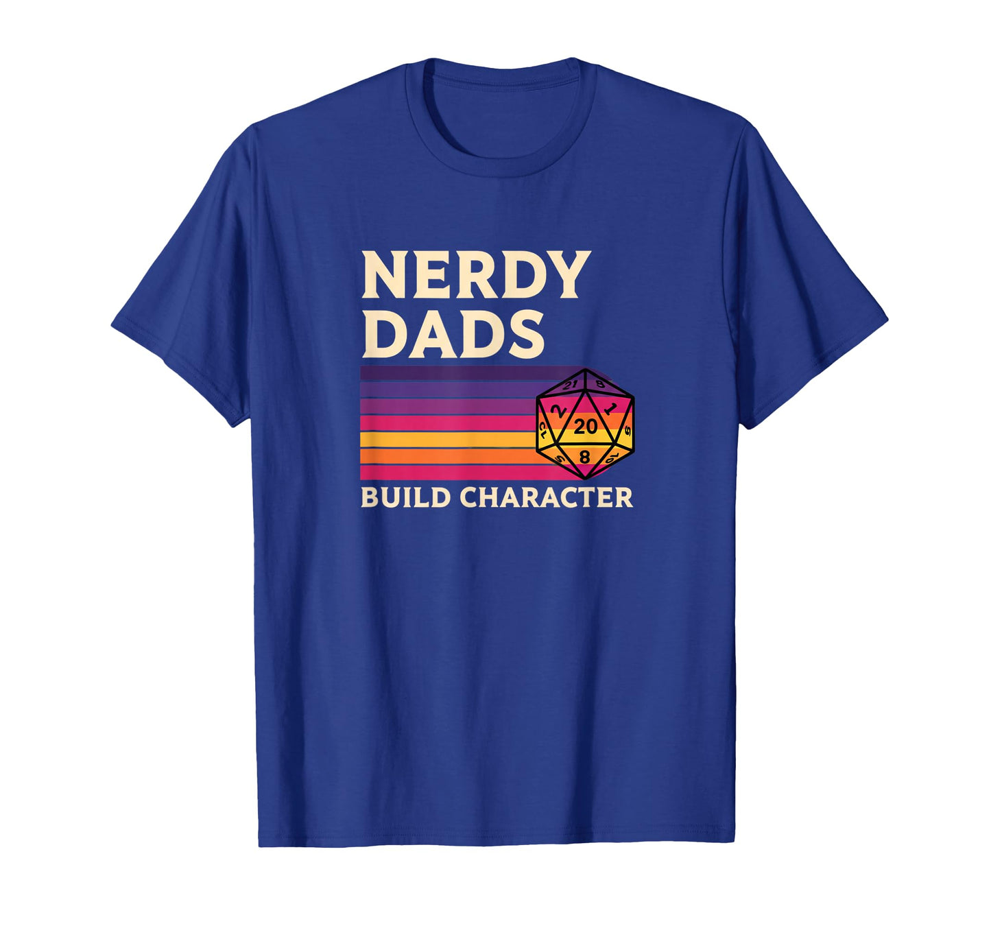Nerdy Dads Build Character, Retro Tabletop RPG Father's Day T-Shirt