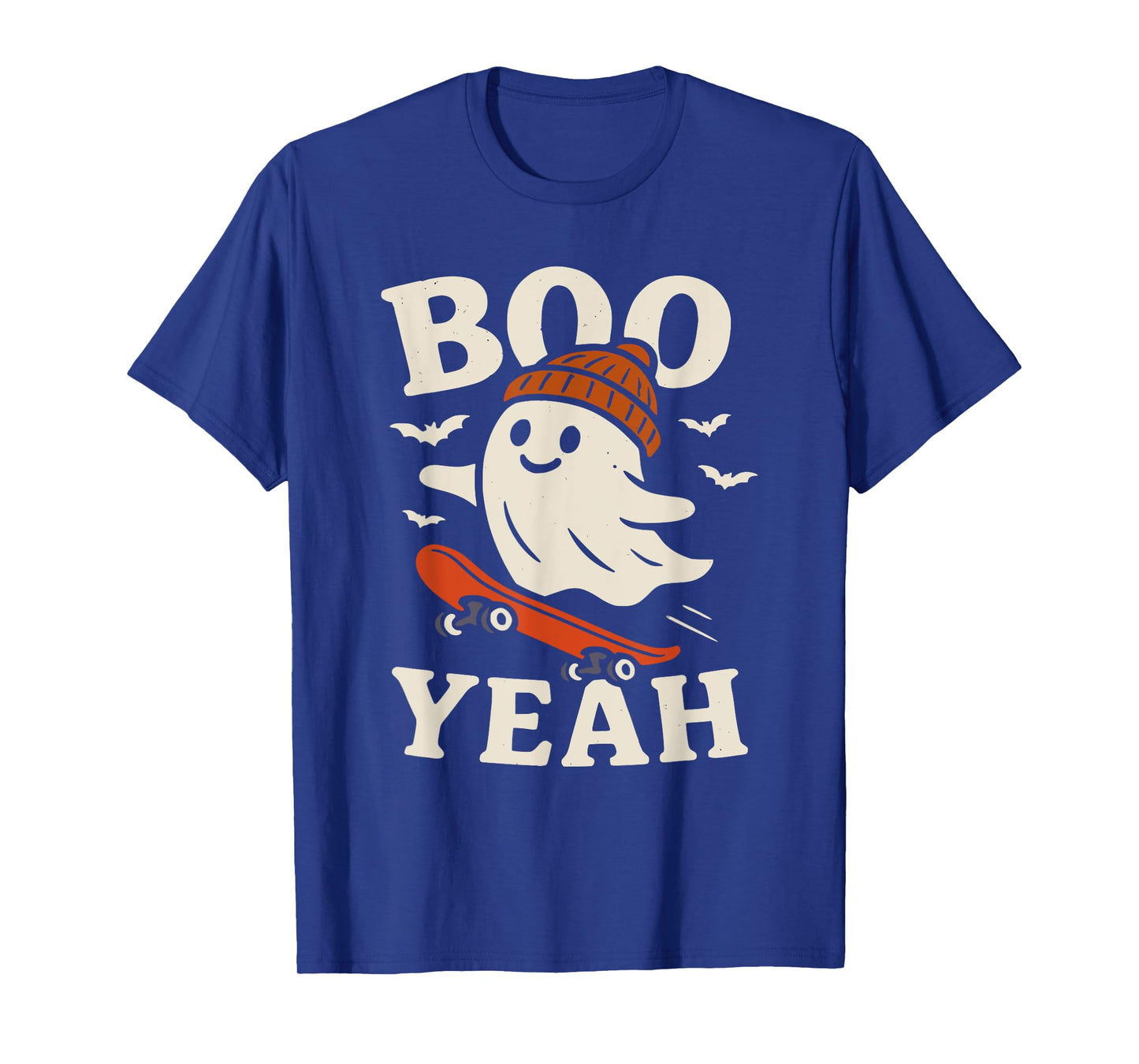 Boo Yeah Funny Ghost in Beanie Skateboard Halloween Art T-Shirt