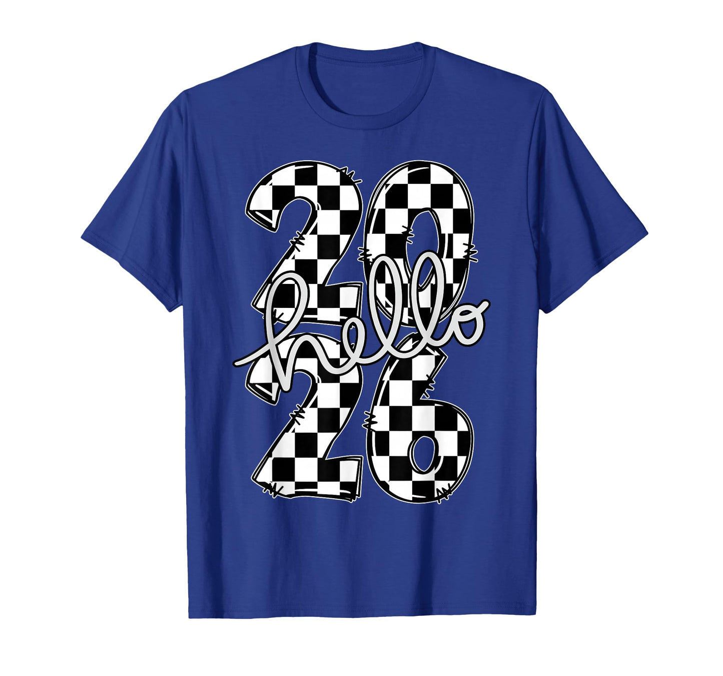 Checkered Hello 2026 New Year's Eve Party Family Matching T-Shirt