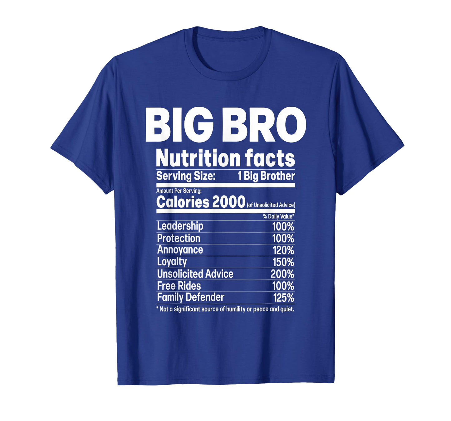 Big Brother Funny Sibling Humor Big Bro Nutrition Facts T-Shirt
