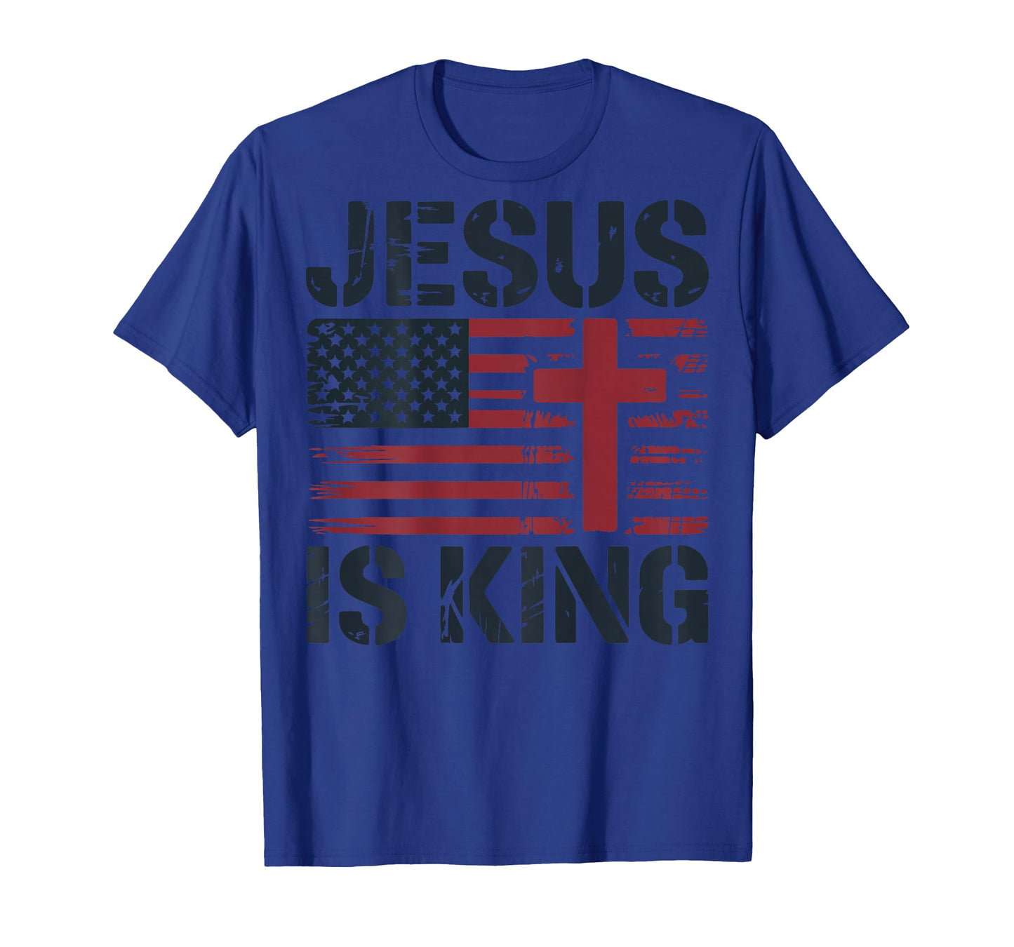 White Jesus is King American Flag Christian Patriotic Cross T-Shirt