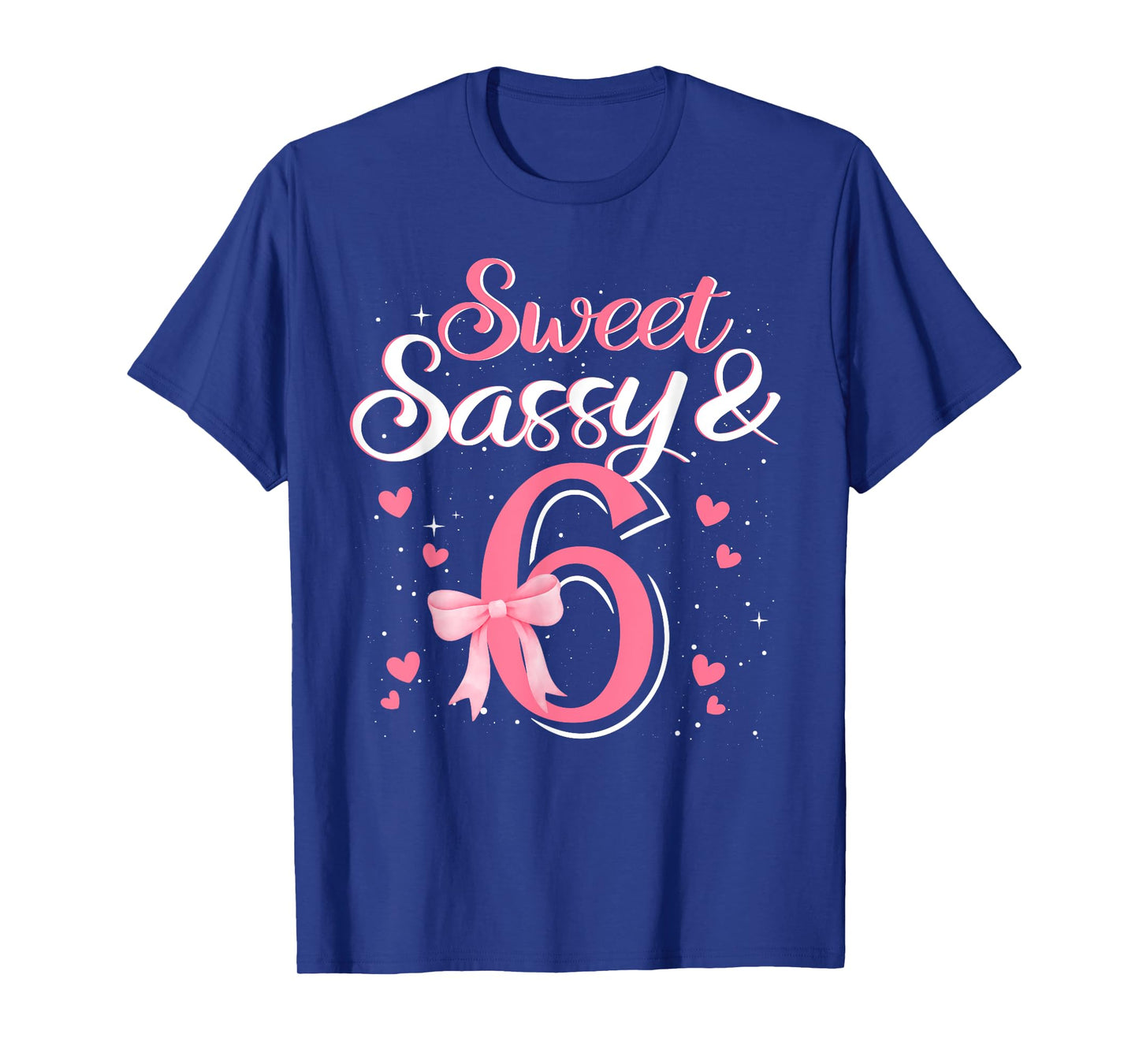 Pink Sweet Sassy And 6th Six Bow Birthday 6 Year Old Kids T-Shirt