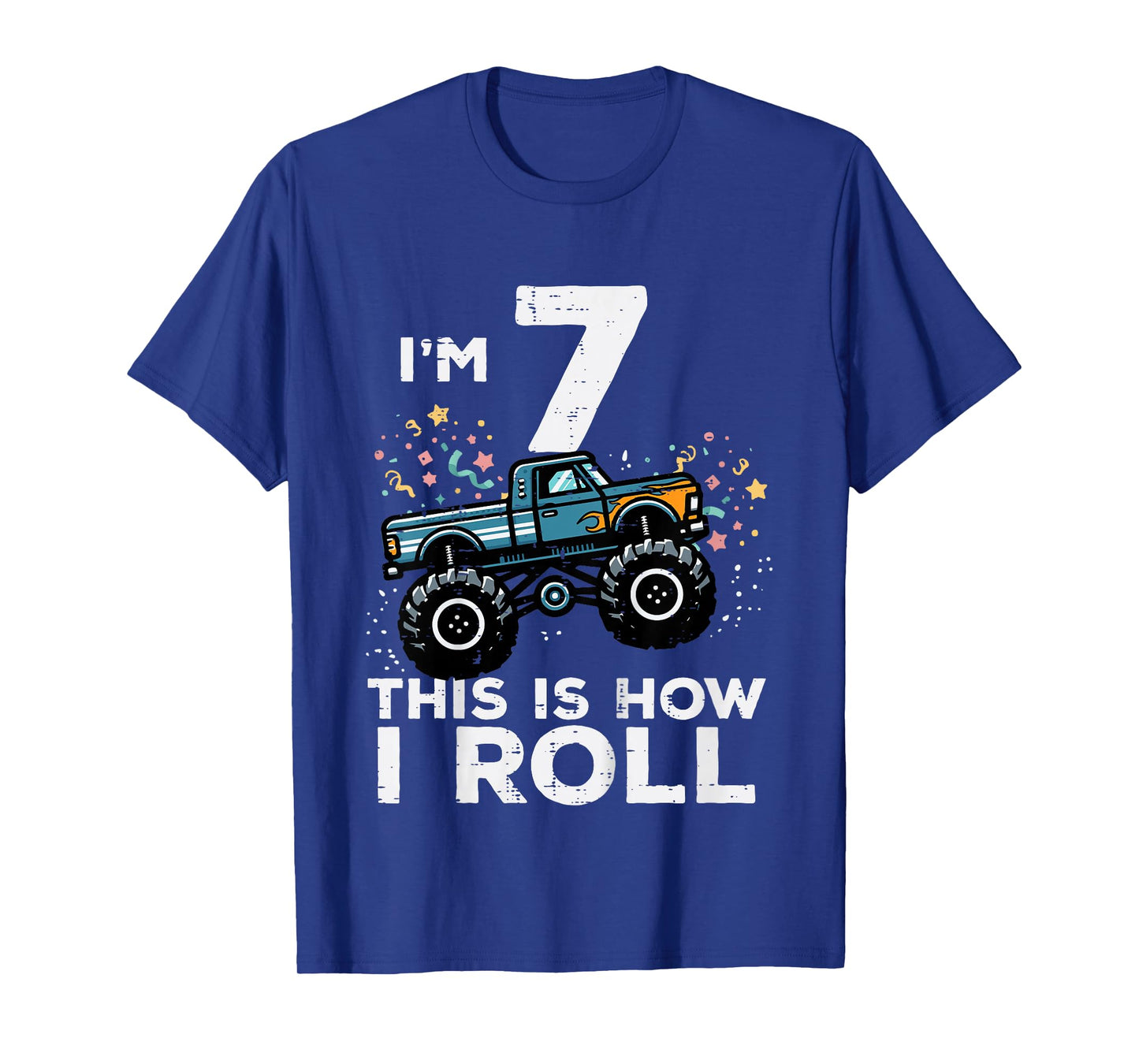 Kids Im 7 Years Old Monster Truck 7th Birthday Boys Kids T-Shirt
