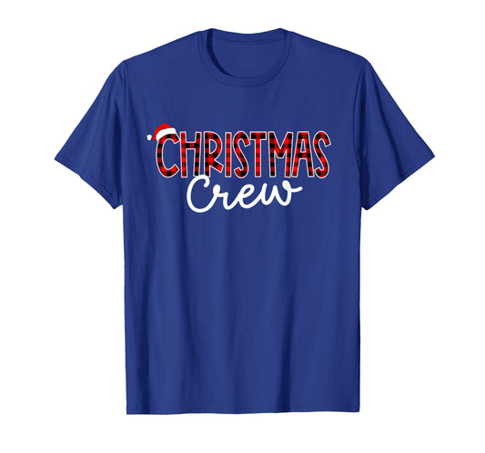 Funny Crew Santa Hat Christmas Red Plaid Xmas Family Pajamas T-Shirt