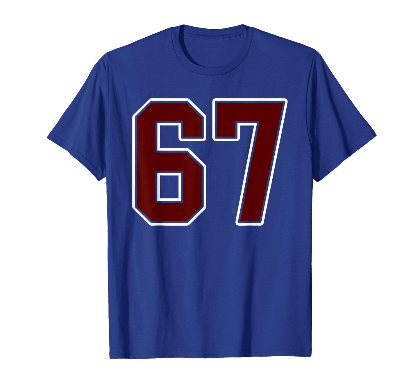Maroon and White Number 67 Jersey Player Uniform #67 Fan T-Shirt