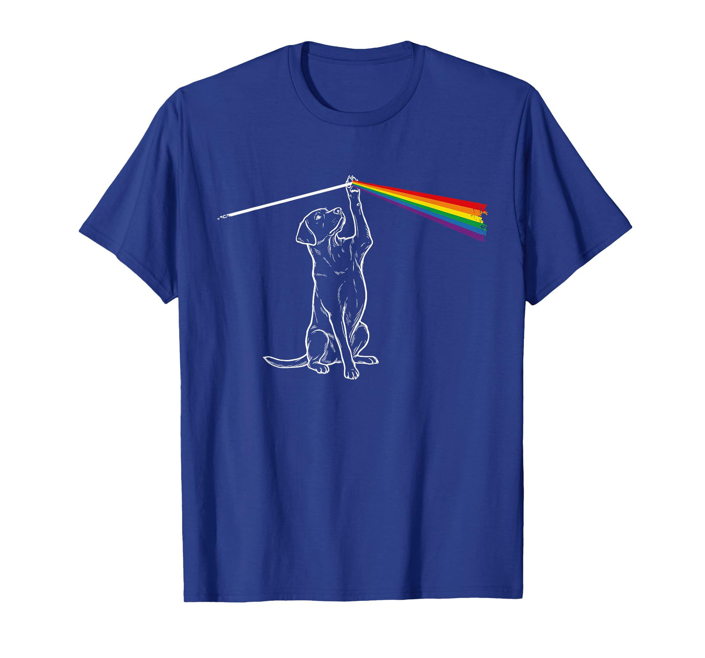 Playing with Light Dog Rainbow Men Kids Women T-Shirt