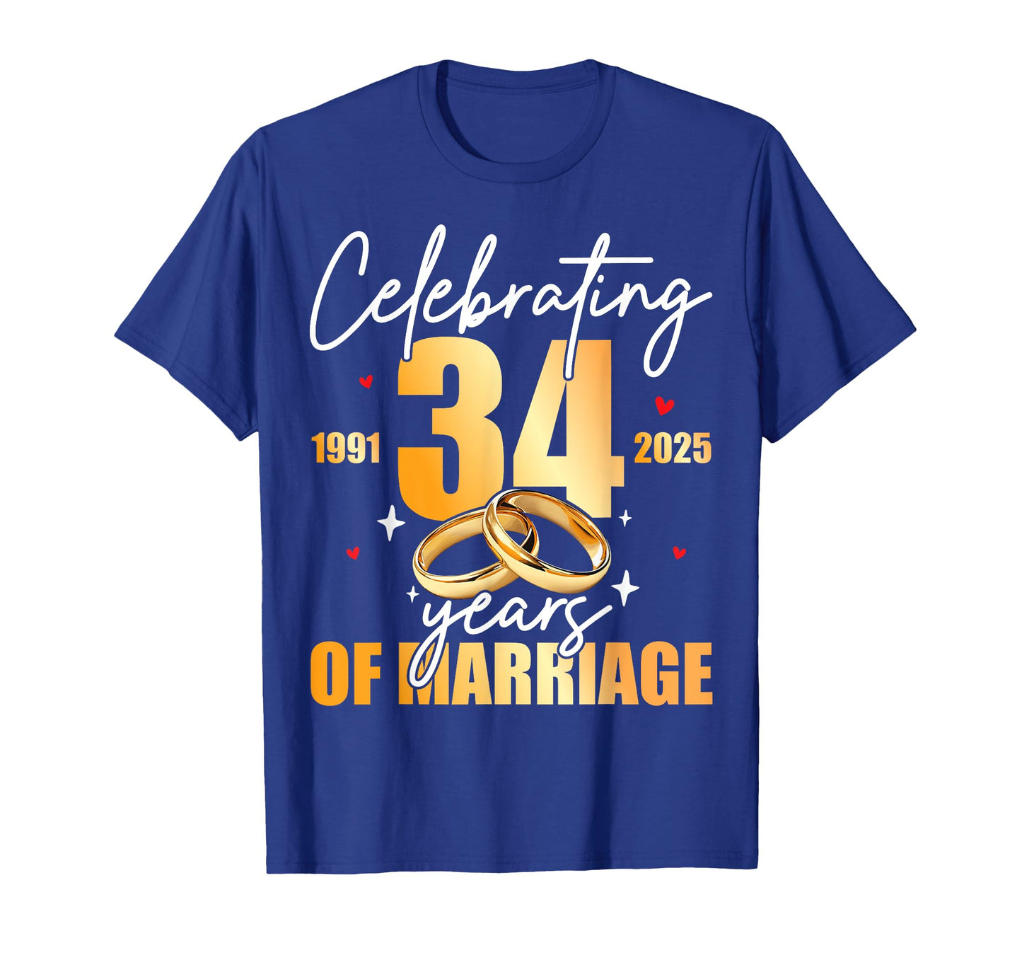 Celebrating 1991 34th 34 Years of Marriage Anniversary T-Shirt