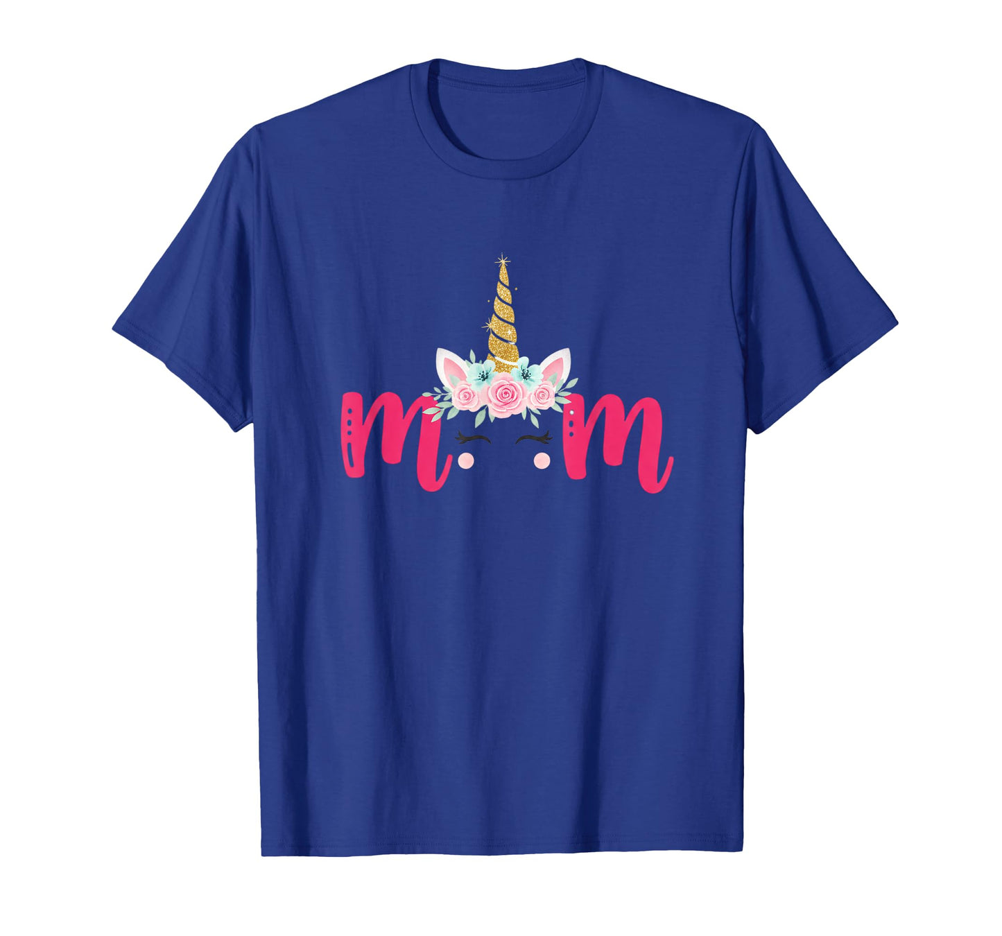 Mom Unicorn Floral Horn Mother's Day Birthday MatchingFamily T-Shirt