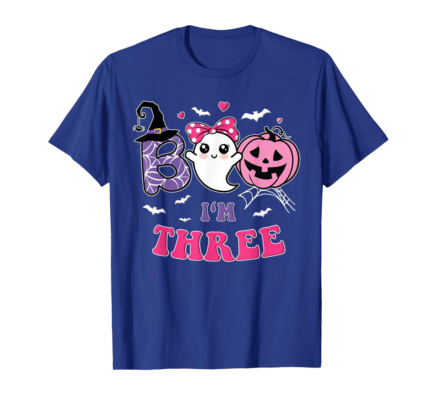 Groovy Halloween Ghost Boo I'm Three Year 3rd Birthday Girl T-Shirt