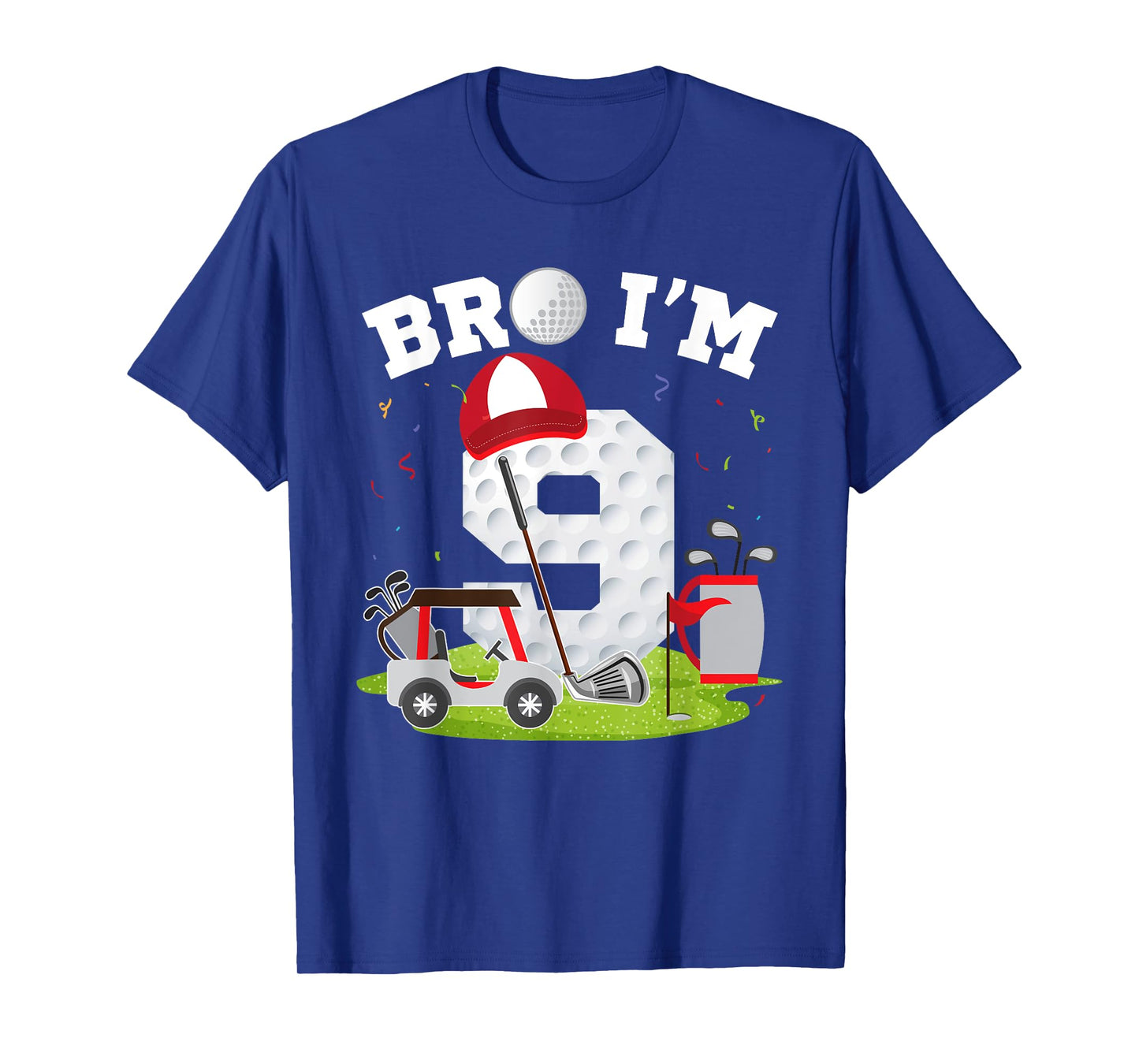 Bro I'm 9 Year Old Golf Theme 9th Birthday Golfer T-Shirt