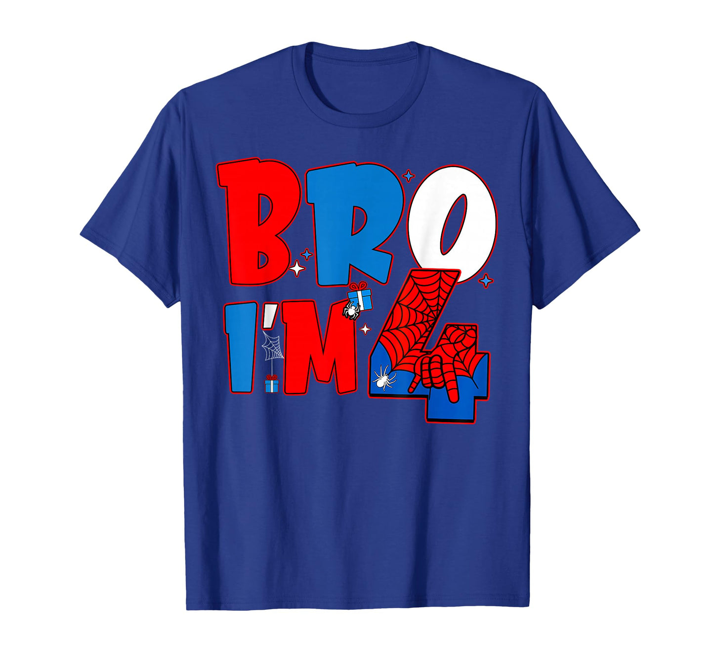 Bro I’m 4 Spider Theme Party Boy Birthday 4th Years Old T-Shirt