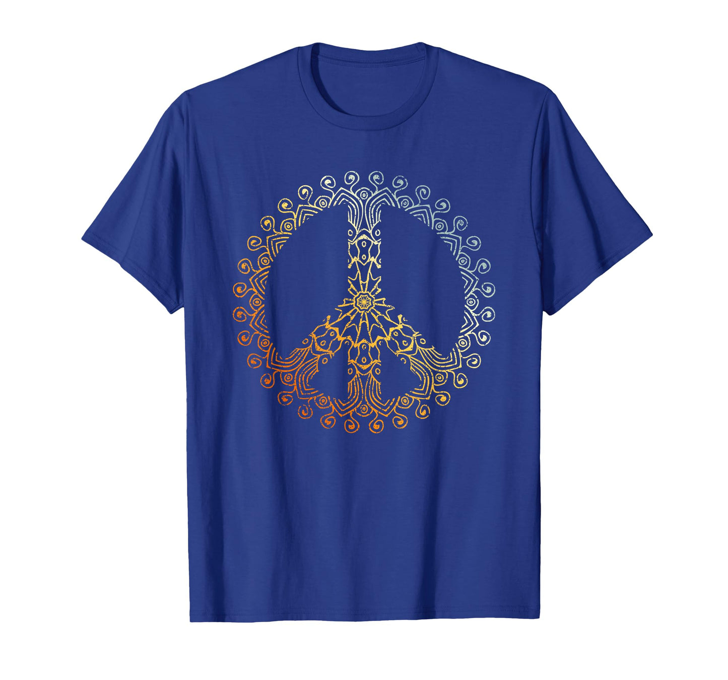 Sunny Neutral Boho Yoga Ornate Mandala Peace Sign Hippie T-Shirt