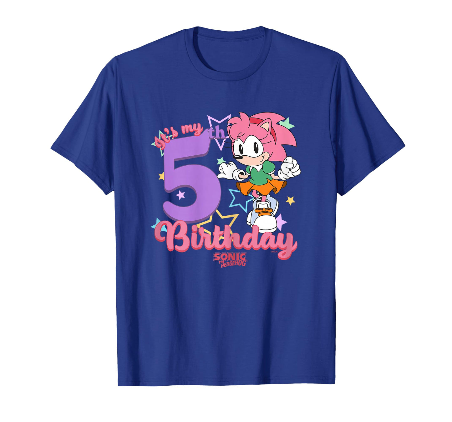 Sonic The Hedgehog It's My 5th Birthday Amy Rose Vintage Art T-Shirt