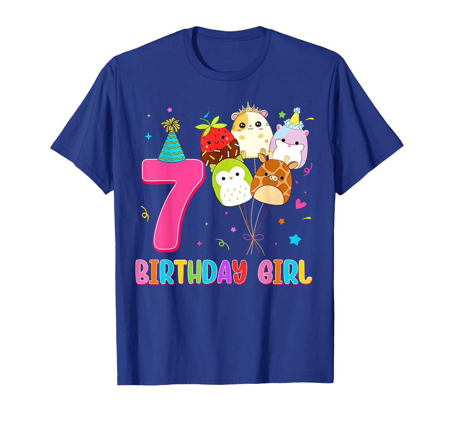 Birthday Girl Squish Squad 7 Years Old Cute 7th Birthday T-Shirt