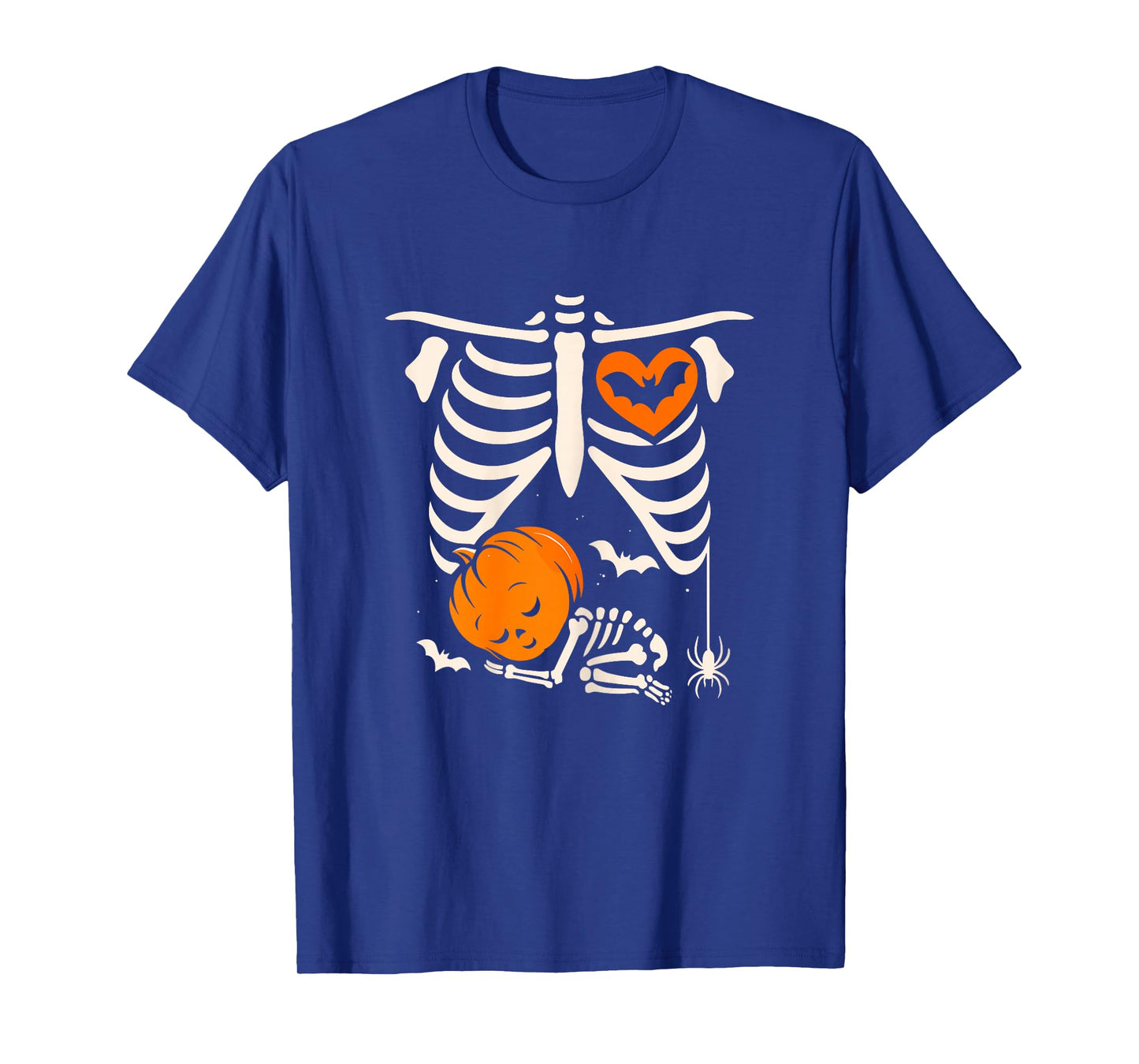 Halloween Funny Costume Pregnant Woman Pumpkin Rib Cage T-Shirt