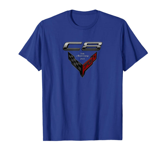 Classic C8 CAR Emblem 2023 70th Anniversary Sports CAR Badge T-Shirt
